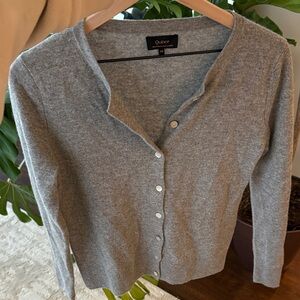 Quince Light Gray Button-Up Cashmere Cardigan, XS